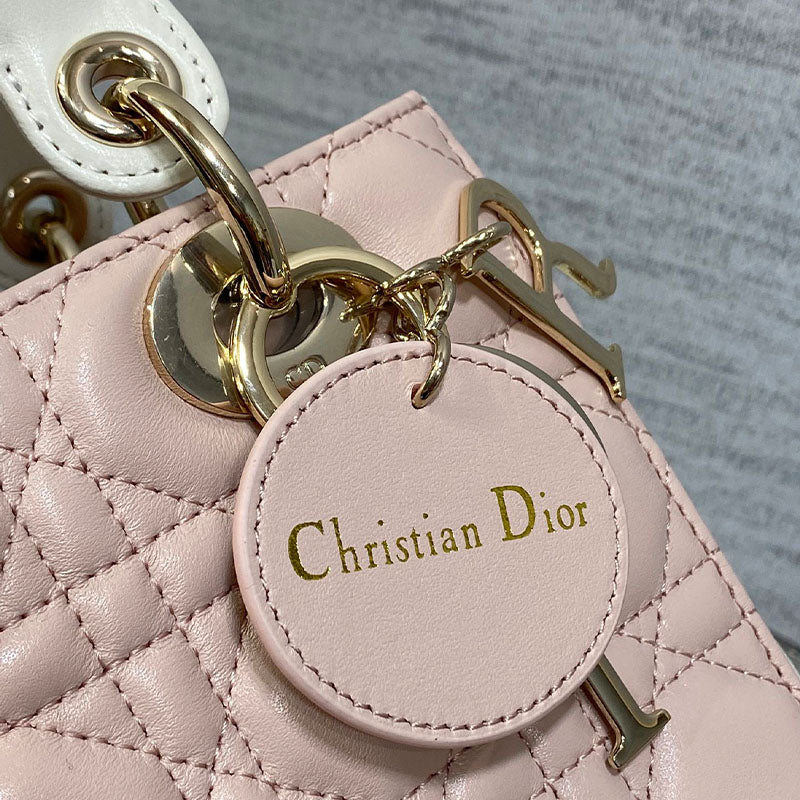 Small Lady Dior My ABCDior Small Two-Tone Pink and White Tote Bag