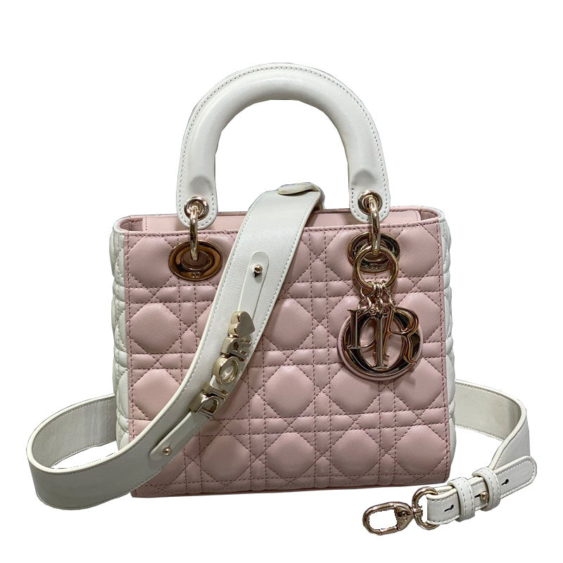 Small Lady Dior My ABCDior Small Two-Tone Pink and White Tote Bag