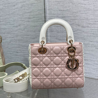 Small Lady Dior My ABCDior Small Two-Tone Pink and White Tote Bag