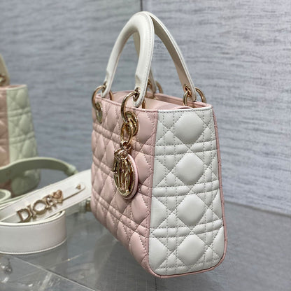 Small Lady Dior My ABCDior Small Two-Tone Pink and White Tote Bag