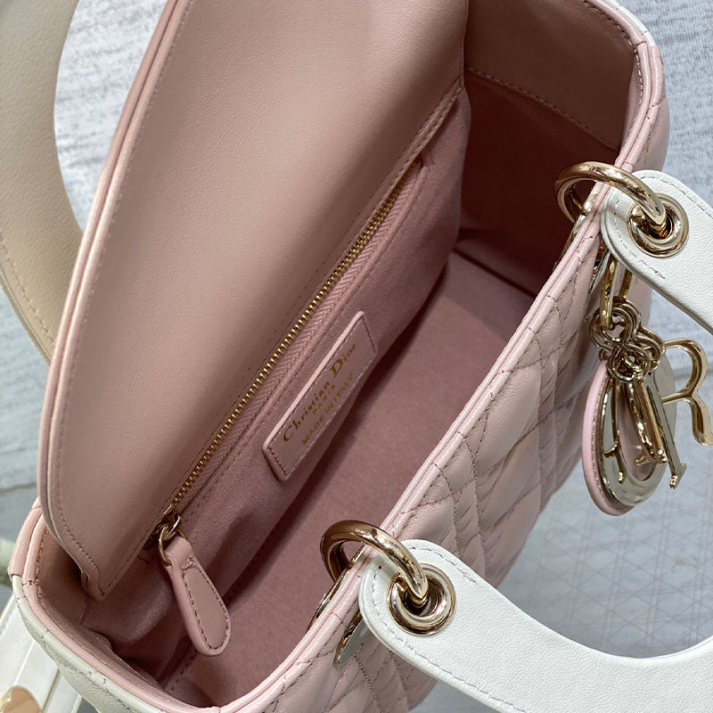 Small Lady Dior My ABCDior Small Two-Tone Pink and White Tote Bag