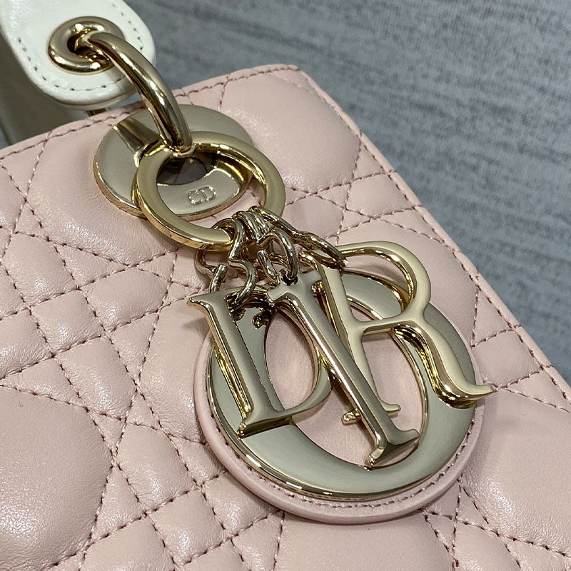 Small Lady Dior My ABCDior Small Two-Tone Pink and White Tote Bag