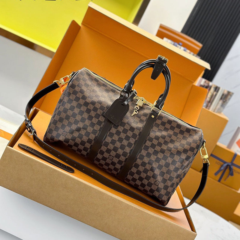 LV Keepall Bandoulière 45 Damier Graphite Canvas N41428 Travel Bag